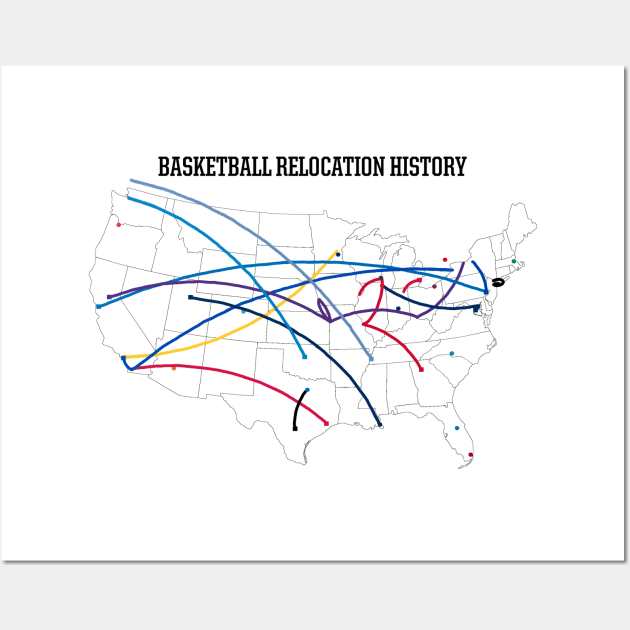 NBA Relocation Map Wall Art by uniauthority